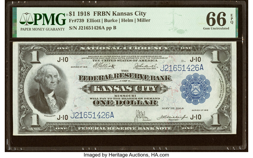 1918 $1  Kansas City (Fr. 739) thumbnail 2