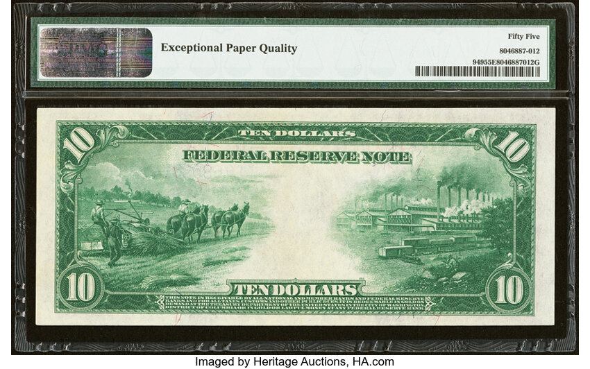 1914 $10  Blue Seal, San Francisco (Fr. 949) thumbnail 3