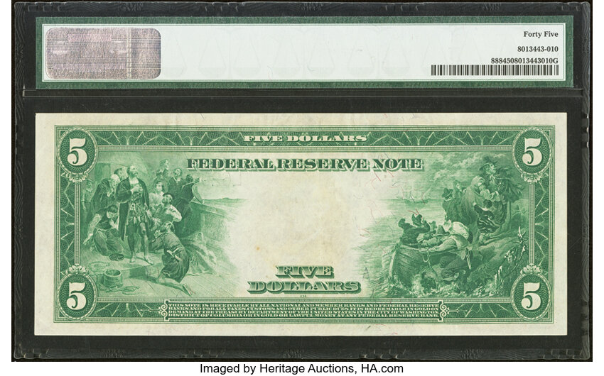 1914 $5  Blue Seal, San Francisco (Fr. 888) thumbnail 5