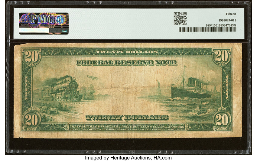 1914 $20  Blue Seal, Chicago, Star Replacement (Fr. 989*) thumbnail 3