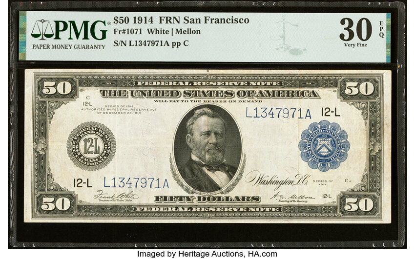 1914 $50  Blue Seal, San Francisco (Fr. 1071) thumbnail 2
