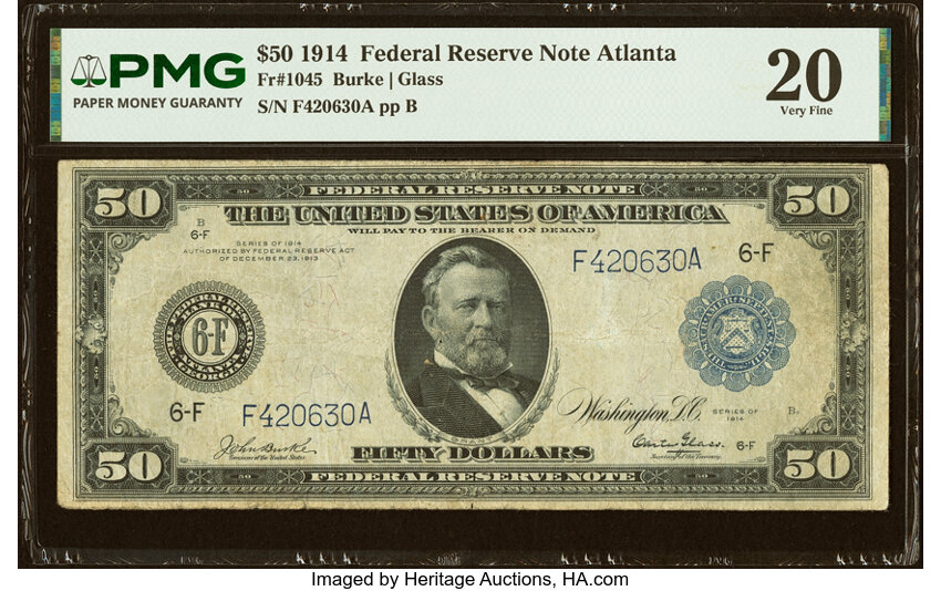 1914 $50  Blue Seal, Atlanta (Fr. 1045) thumbnail 2