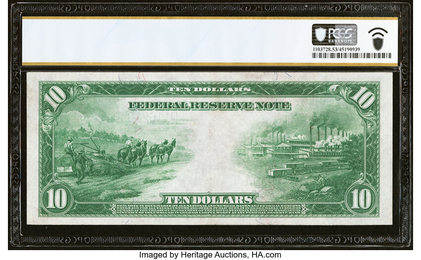 1914 $10  Blue Seal, Cleveland (Fr. 917) thumbnail 3