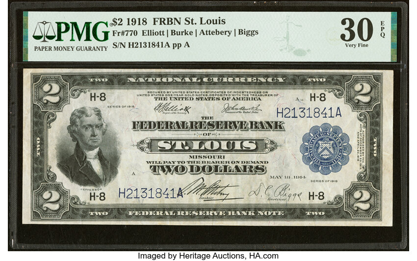 1918 $2  St. Louis (Fr. 770) thumbnail 2