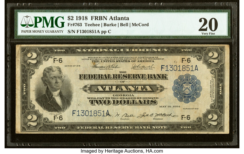 1918 $2  Atlanta (Fr. 763) thumbnail 2