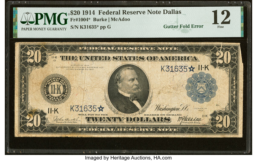 1914 $20  Blue Seal, Dallas, Star Replacement (Fr. 1004*) thumbnail 2