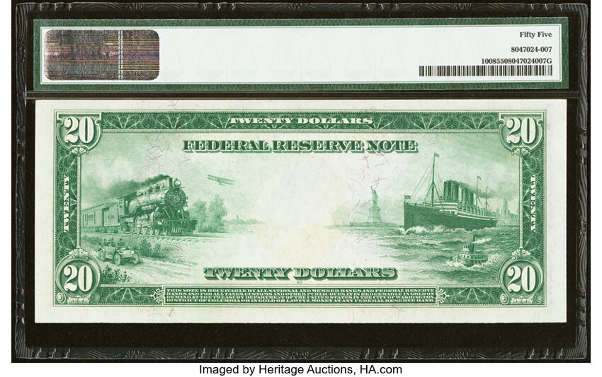 1914 $20  Blue Seal, San Francisco (Fr. 1008) thumbnail 4