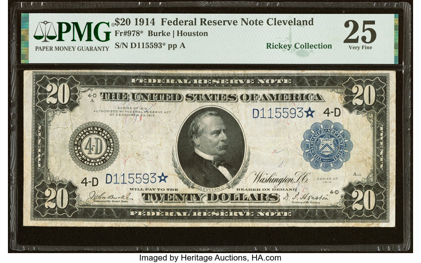 1914 $20  Blue Seal, Cleveland, Star Replacement (Fr. 978*) thumbnail 3