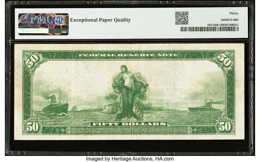 1914 $50  Blue Seal, San Francisco (Fr. 1071) thumbnail 4