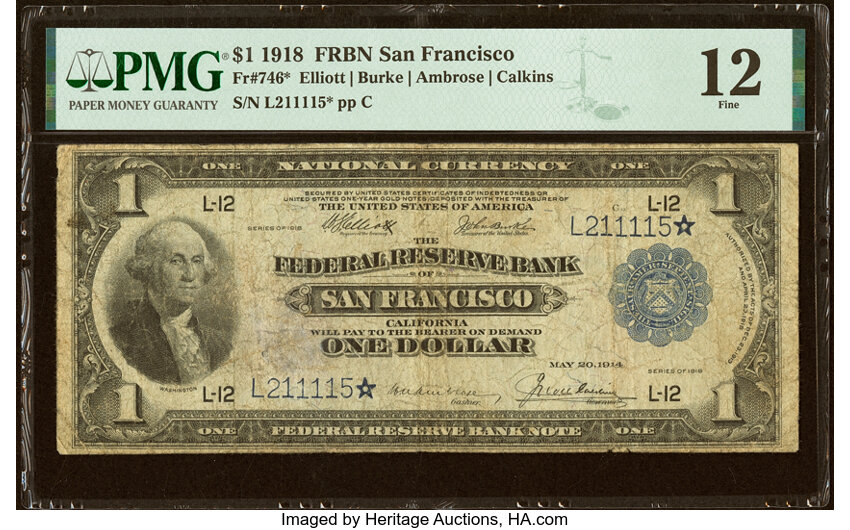 Image for 1918 $1  San Francisco, Star Replacement (Fr. 746*)