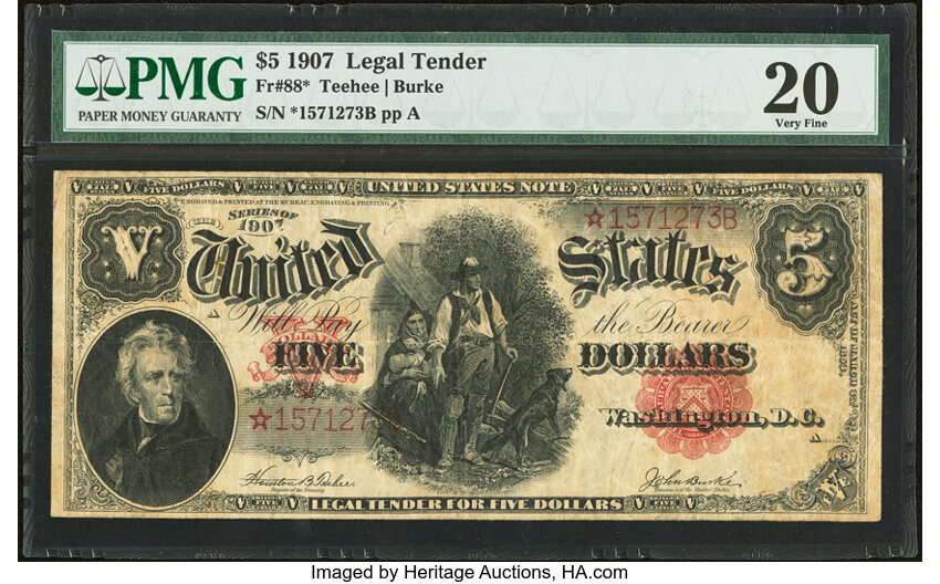 1907 $5  Star Replacement (Fr. 88*) thumbnail 2