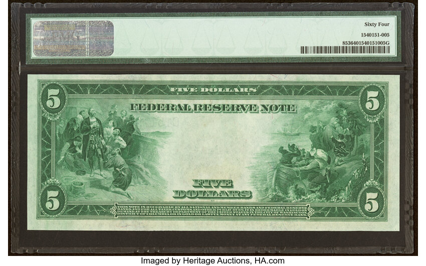 1914 $5  Blue Seal, Philadelphia (Fr. 853) thumbnail 5