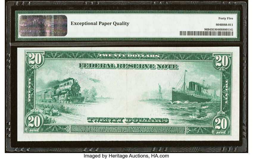 1914 $20  Blue Seal, New York (Fr. 969) thumbnail 4