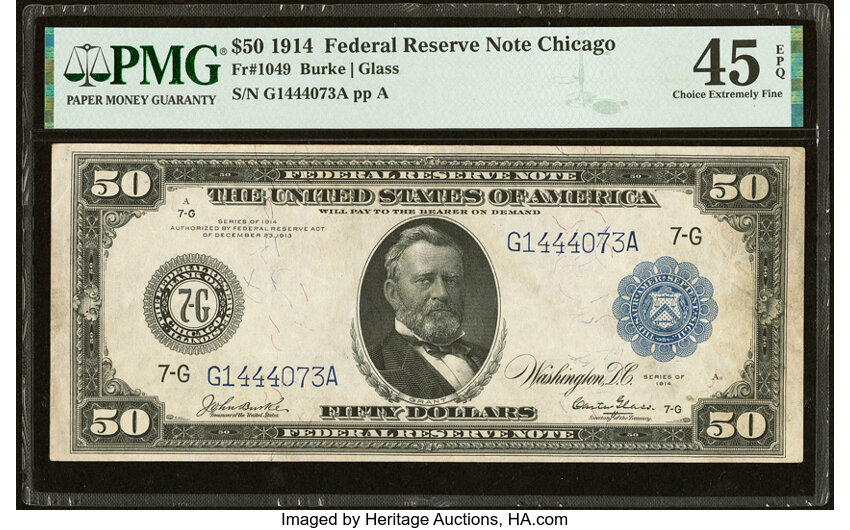 1914 $50  Blue Seal, Chicago (Fr. 1049) thumbnail 2