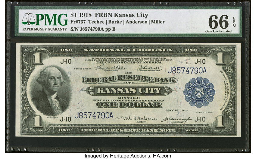 1918 $1  Kansas City (Fr. 737) thumbnail 2