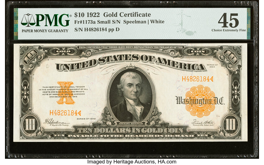 1922 $10  Small Serial Numbers (Fr. 1173a) thumbnail 3