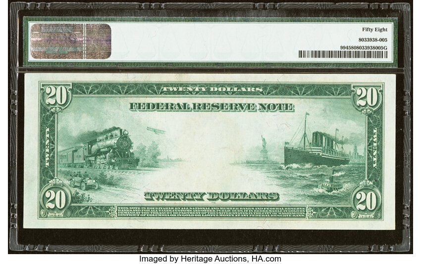 1914 $20  Blue Seal, St. Louis (Fr. 994) thumbnail 3