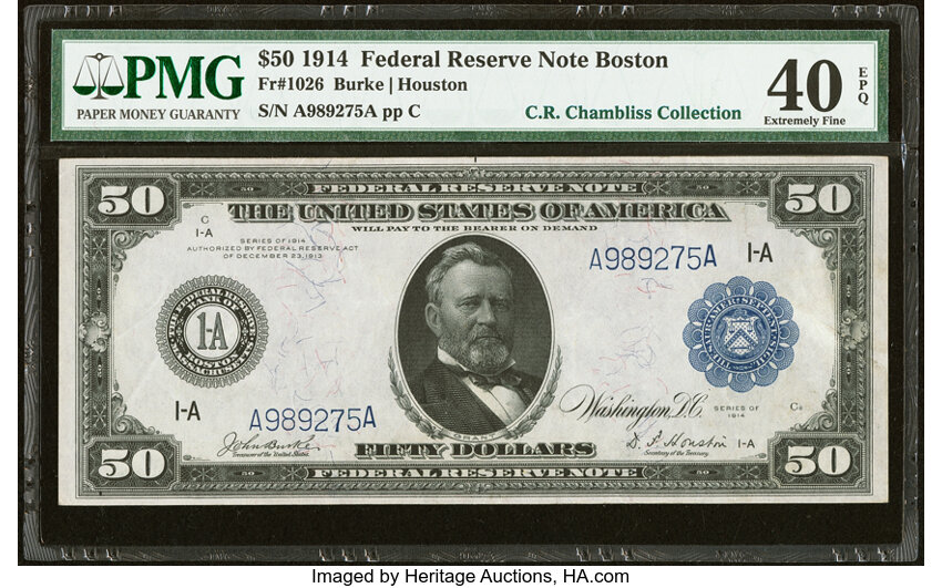 1914 $50  Blue Seal, Boston (Fr. 1026) thumbnail 2