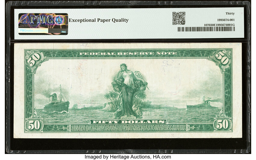 1914 $50  Blue Seal, San Francisco (Fr. 1070) thumbnail 3