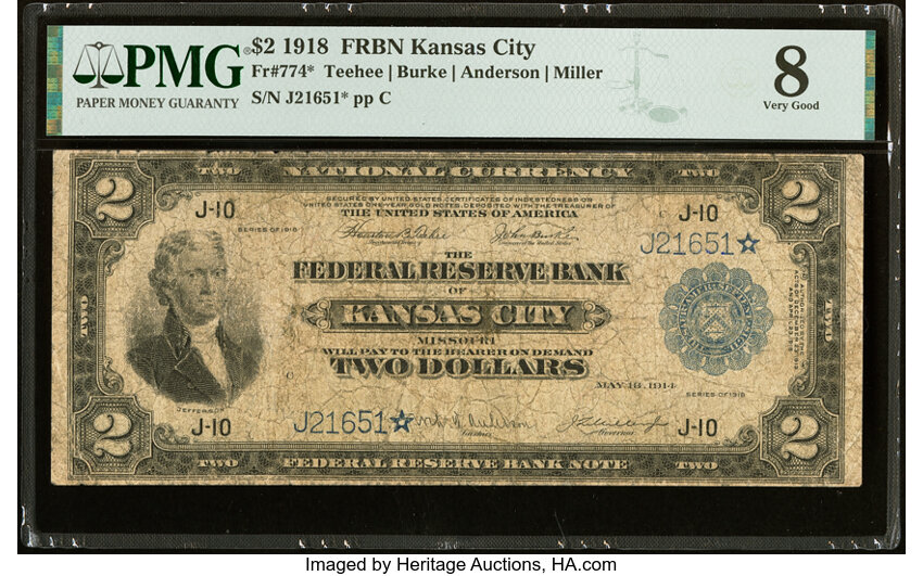 Image for 1918 $2  Kansas City, Star Replacement (Fr. 774*)