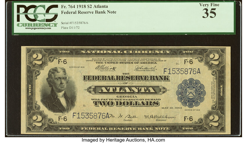 1918 $2  Atlanta (Fr. 764) thumbnail 2