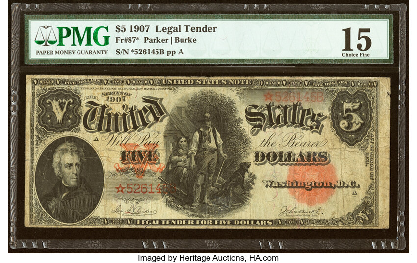 1907 $5  Star Replacement (Fr. 87*) thumbnail 2