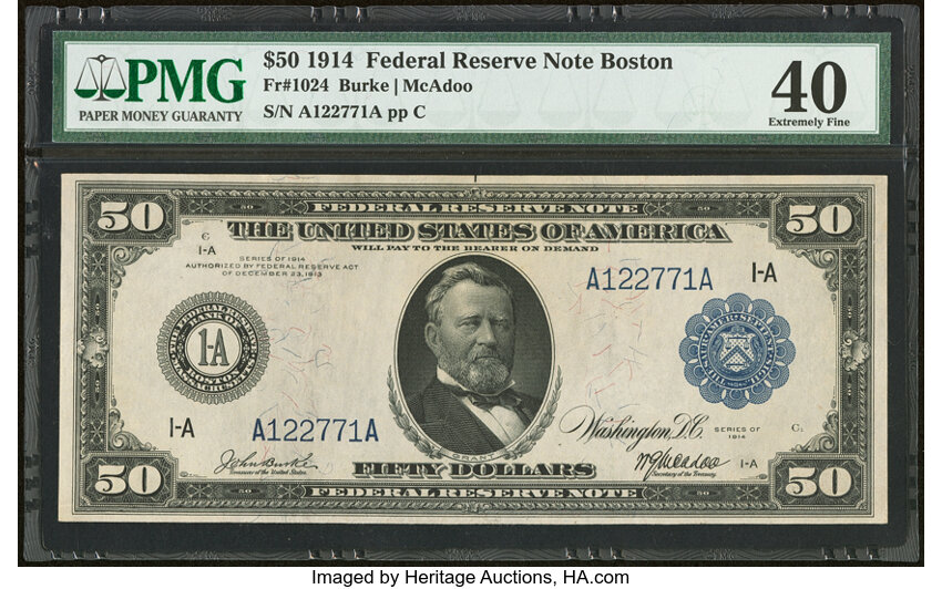 1914 $50  Blue Seal, Boston (Fr. 1024) thumbnail 2