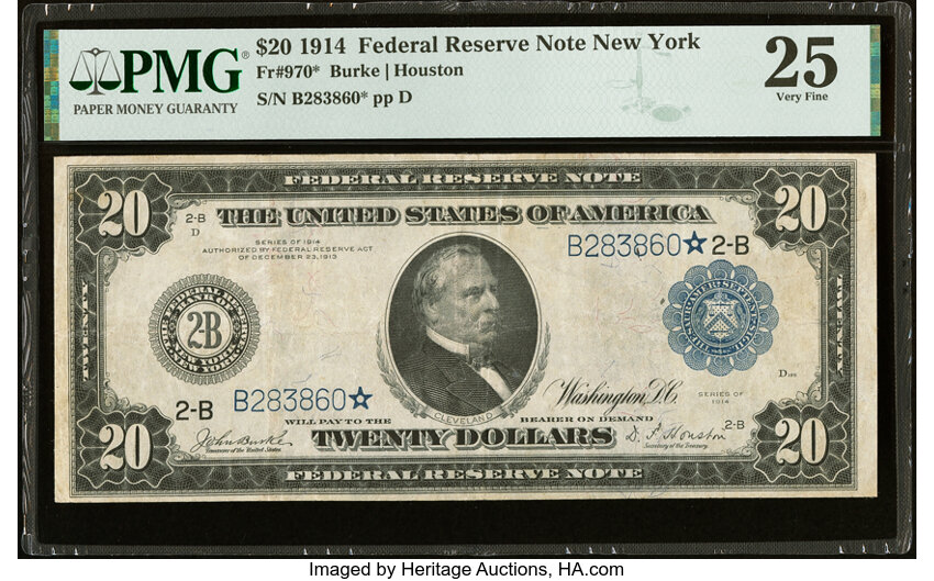 1914 $20  Blue Seal, New York, Star Replacement (Fr. 970*) thumbnail 2