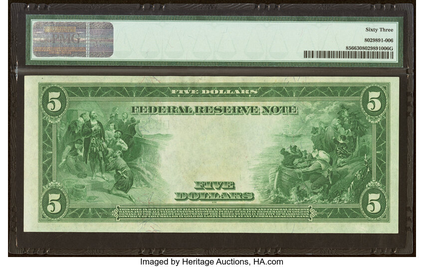 1914 $5  Blue Seal, Cleveland (Fr. 856) thumbnail 6