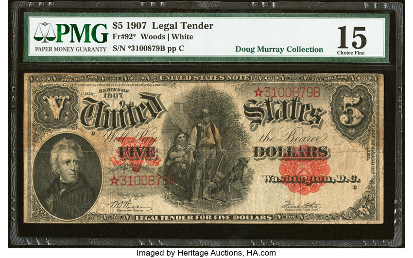 1907 $5  Star Replacement (Fr. 92*) thumbnail 2