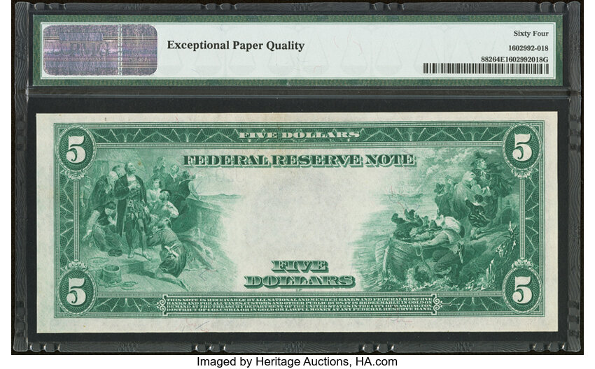 1914 $5  Blue Seal, Kansas City (Fr. 882) thumbnail 5