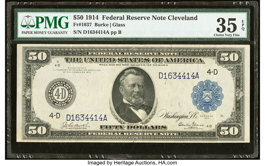 1914 $50  Blue Seal, Cleveland (Fr. 1037) thumbnail 2