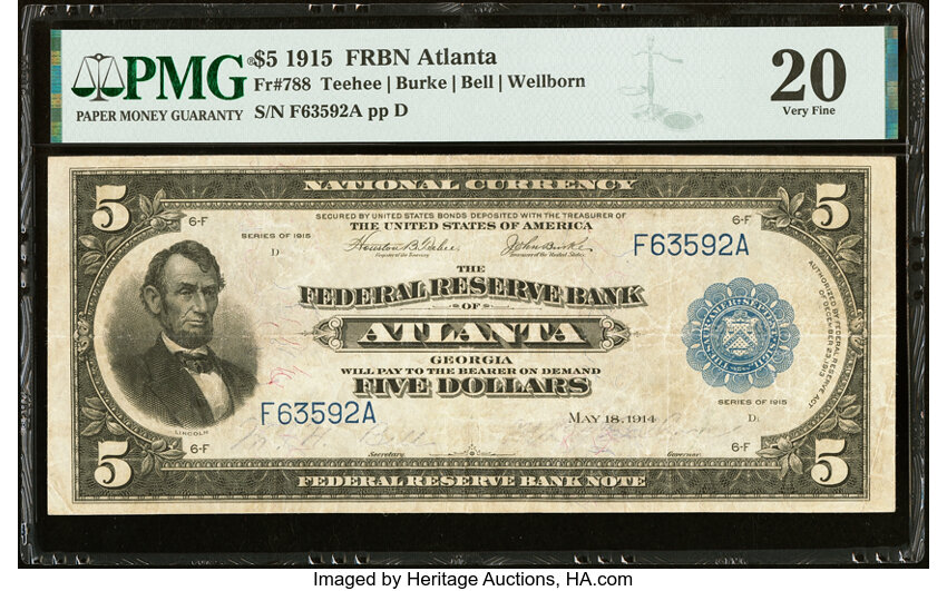 1915 $5  Atlanta (Fr. 788) thumbnail 2