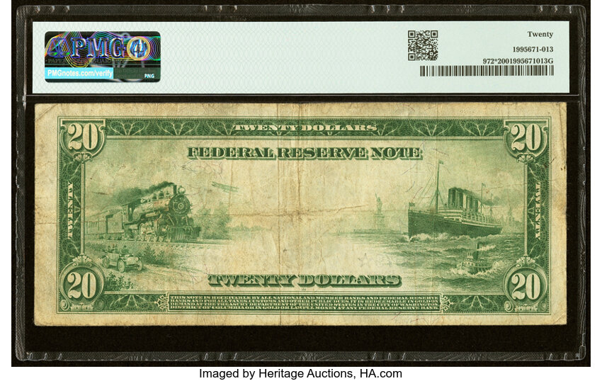 1914 $20  Blue Seal, Philadelphia, Star Replacement (Fr. 972*) thumbnail 3