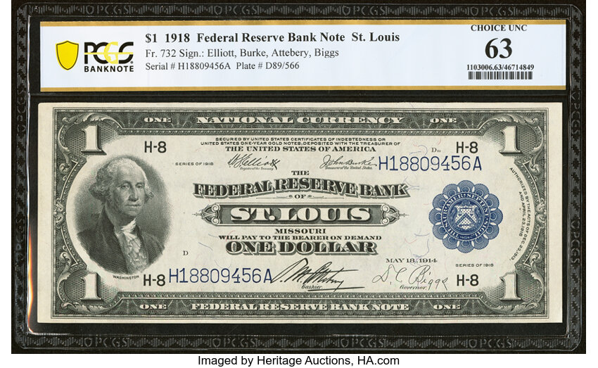 1918 $1  St. Louis (Fr. 732) thumbnail 2