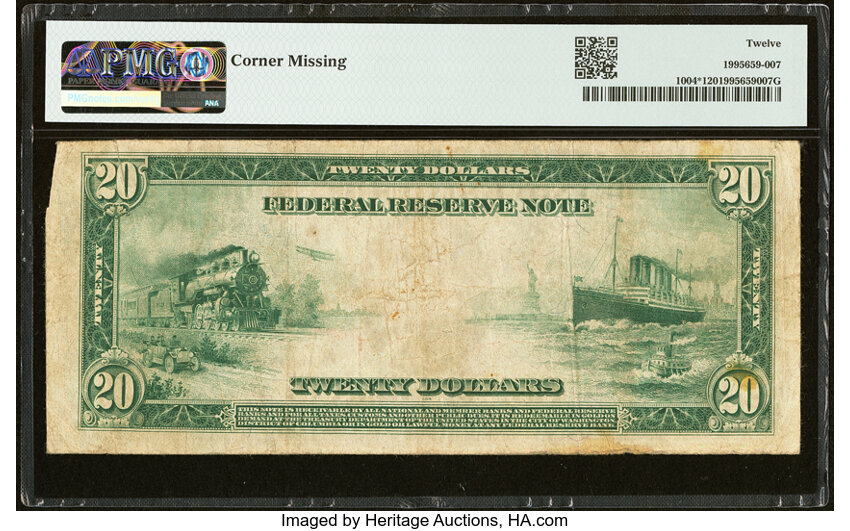 1914 $20  Blue Seal, Dallas, Star Replacement (Fr. 1004*) thumbnail 5