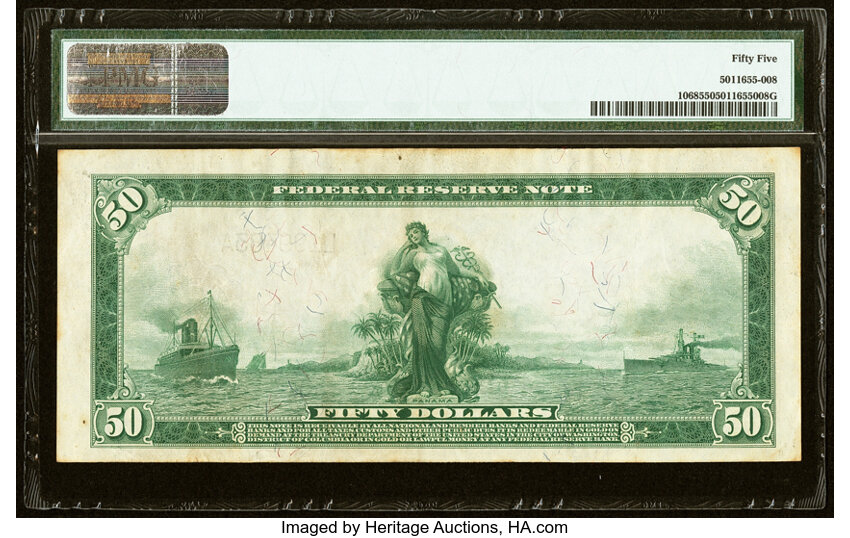 1914 $50  Blue Seal, San Francisco (Fr. 1068) thumbnail 5