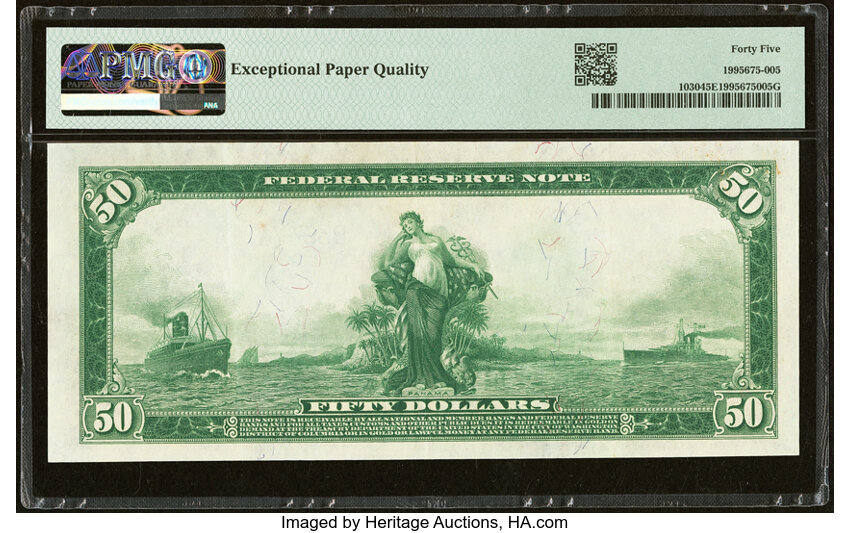 1914 $50  Blue Seal, New York (Fr. 1030) thumbnail 11