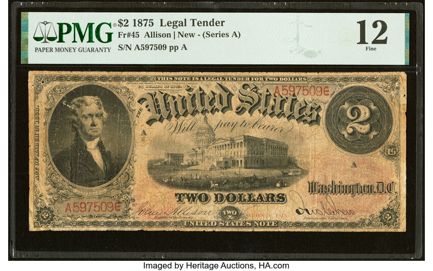 1875 $2  (Fr. 45) thumbnail 2