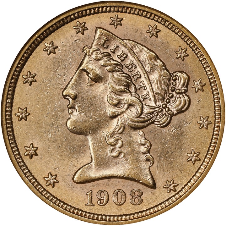 1908 $5  Liberty MS PL thumbnail 3