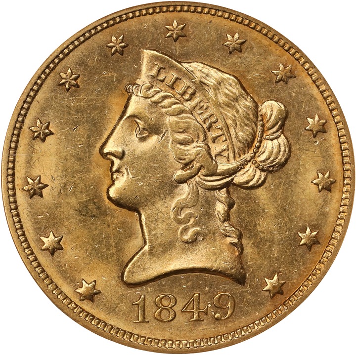 1849 $10 VG10 CAC thumbnail 2