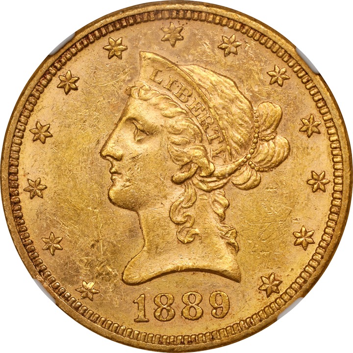1889 $10  MS PL AU55 PL CAC thumbnail 2