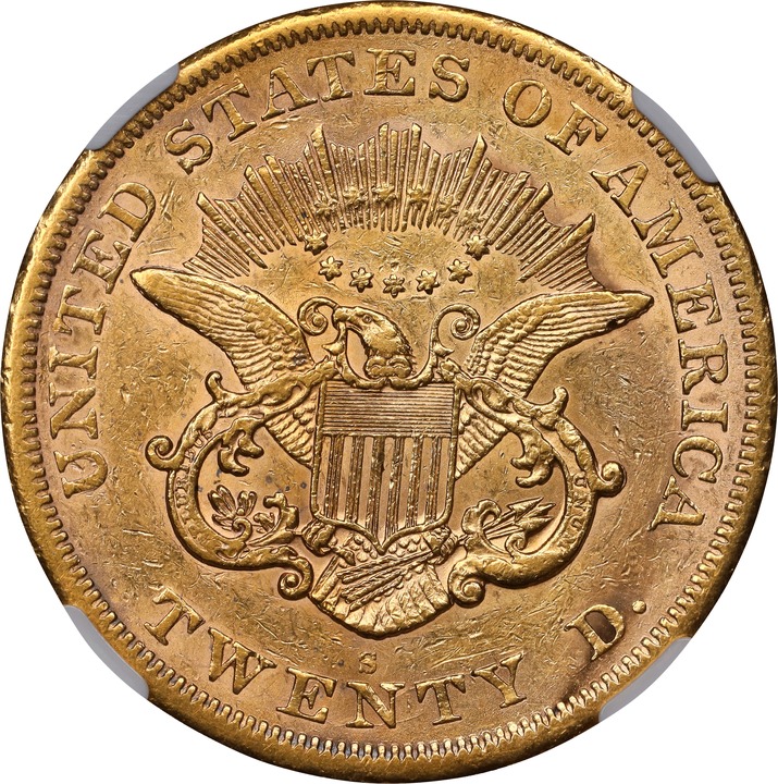 1866-S $20  No Motto MS62 CAC thumbnail 23