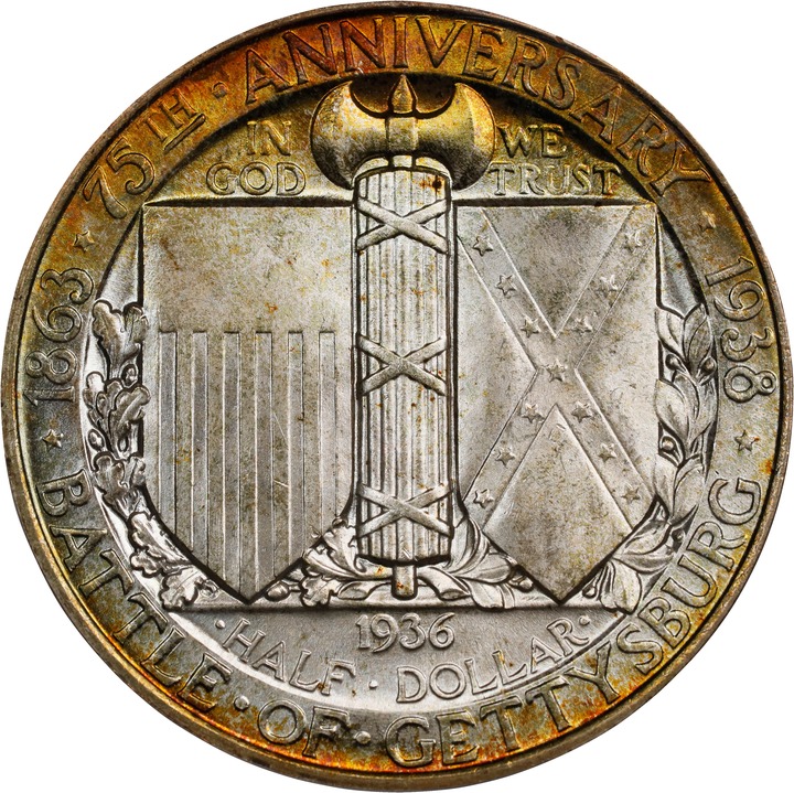 1936 50c Gettysburg MS67 CAC thumbnail 2