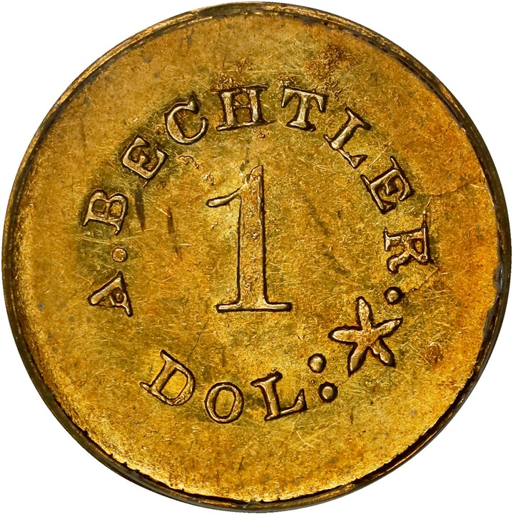 Image for (1842-52) G$1 A.Bechtler, 27 GR, 21C, PE, K-24 AU58