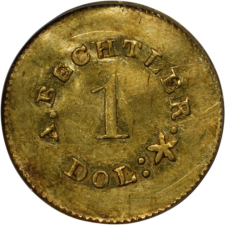 Image for (1842-52) G$1 A.Bechtler, 27 GR, 21C, PE, K-24 AU55