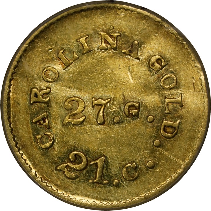 (1842-52) G$1 A.Bechtler, 27 GR, 21C, PE, K-24 AU55 thumbnail 2