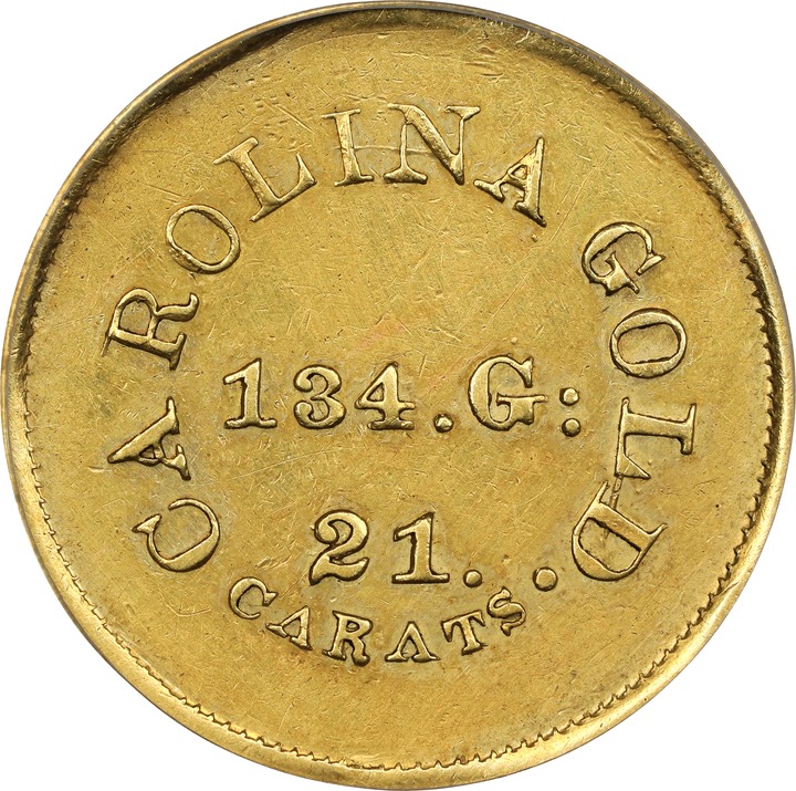 (1842-52) G$5  A.Bechtler, 134 GR, 21C, K-27 VF20 CAC thumbnail 2