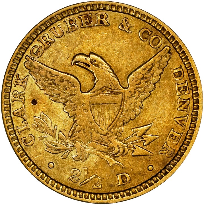 1861 G$2 1/2 Clark, Gruber & Co., K-5 MS thumbnail 8