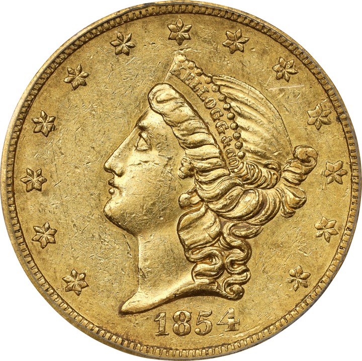 1854 G$20  Kellogg & Co., Short Arrows, K-1 MS thumbnail 2